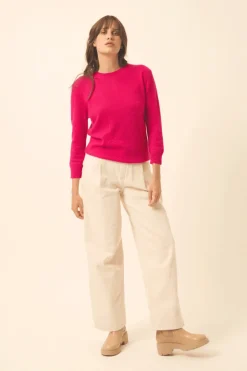 JANICE pull col rond fuchsia