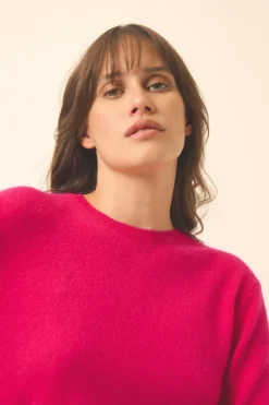 JANICE pull col rond fuchsia
