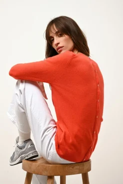 JANICE pull col rond orange