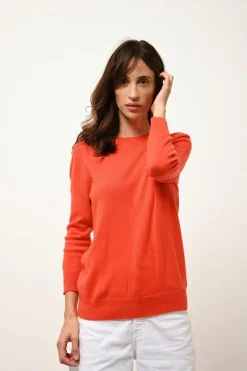 JANICE pull col rond orange