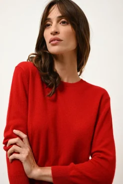JANICE pull col rond rouge