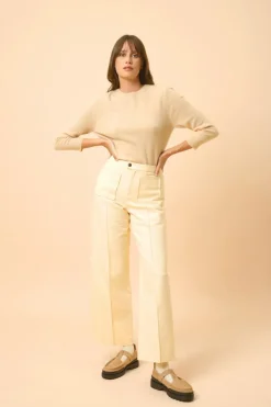 JANICE pull col rond sable