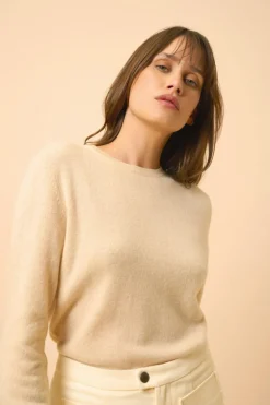 JANICE pull col rond sable