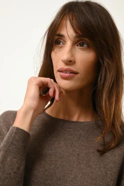 JANICE pull col rond taupe chiné