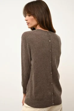 JANICE pull col rond taupe chiné