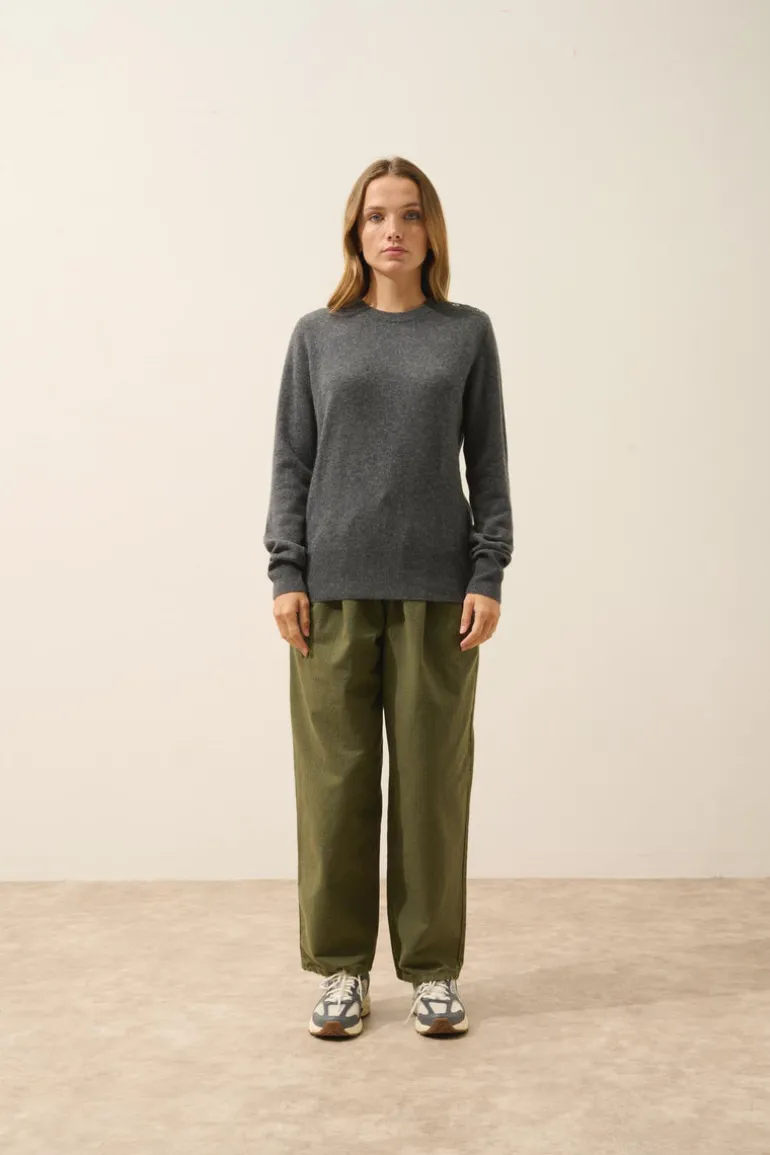 JEANNE pull col rond anthracite chiné