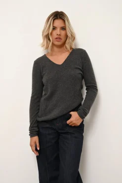 JOAN pull col v anthracite chiné