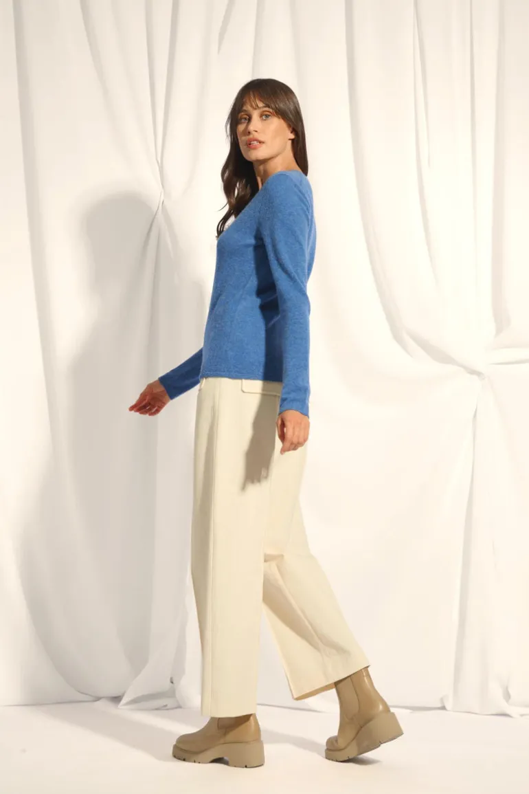 JOAN pull col v bleu denim