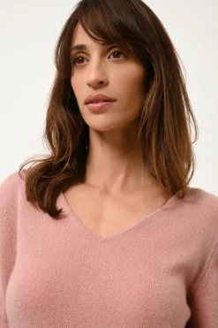JOAN pull col v bois de rose
