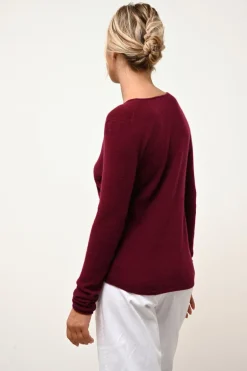 JOAN pull col v bordeaux