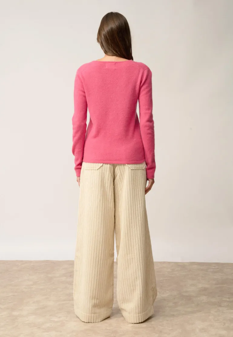 JOAN pull col v fraise