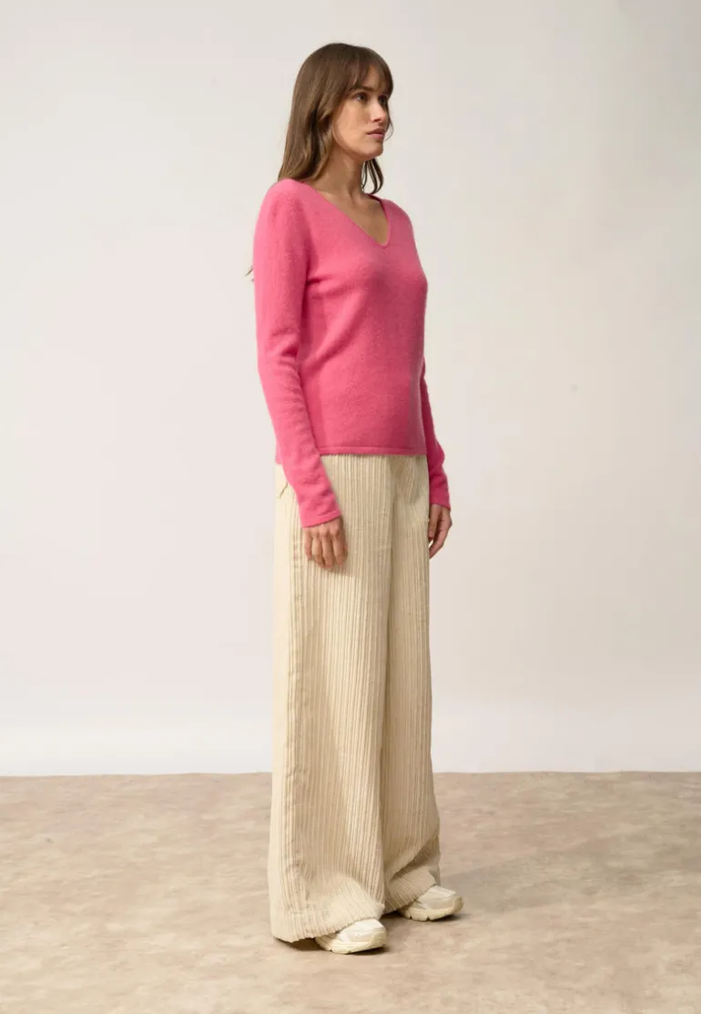 JOAN pull col v fraise