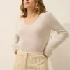 JOAN pull col v gris perle chiné
