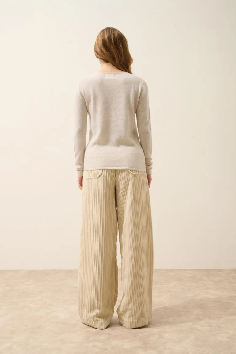 JOAN pull col v gris perle chiné