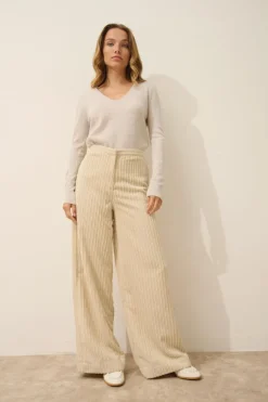 JOAN pull col v gris perle chiné
