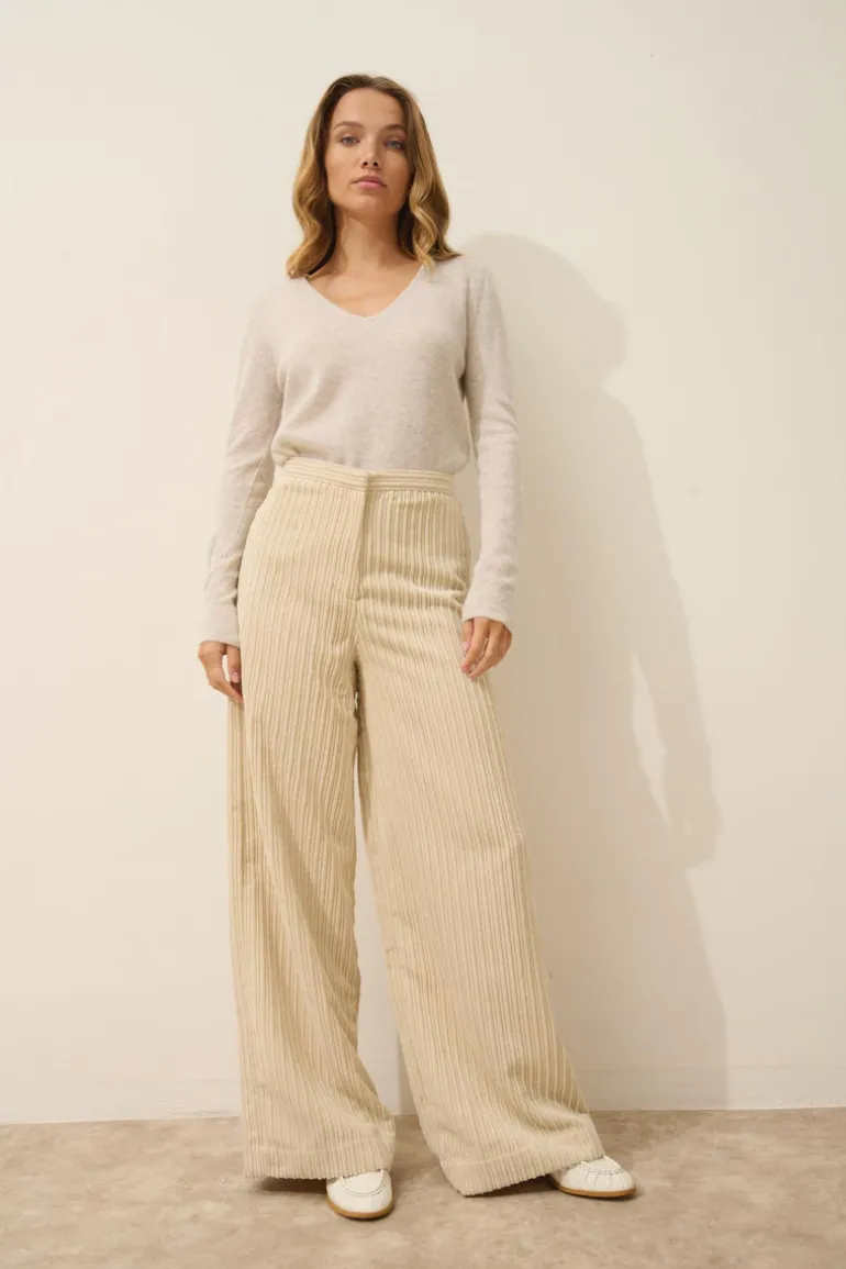 JOAN pull col v gris perle chiné