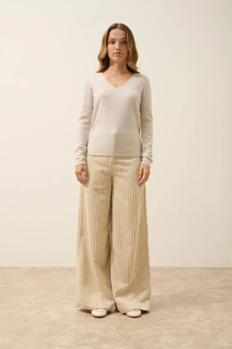 JOAN pull col v gris perle chiné