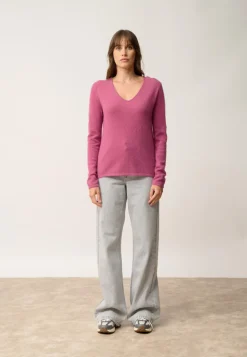 JOAN pull col v orchidée