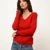 JOAN pull col v rouge