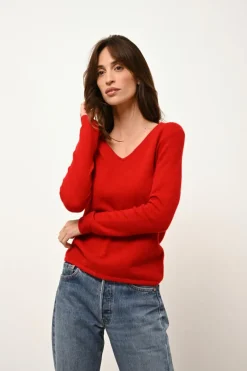 JOAN pull col v rouge