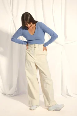 JOAN pull col v sky chiné