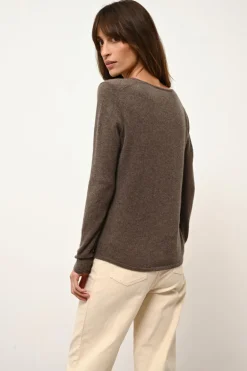 JOAN pull col v taupe chiné