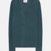 JOAN pull col v vert canard chiné