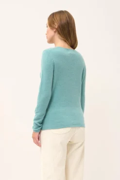 JOAN pull col v vert chiné