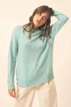 JOSPE pull col rond aqua chiné