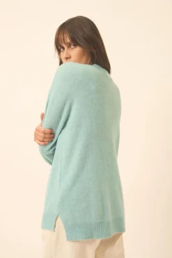 JOSPE pull col rond aqua chiné