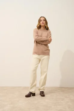 JOSPE pull col rond camel chiné