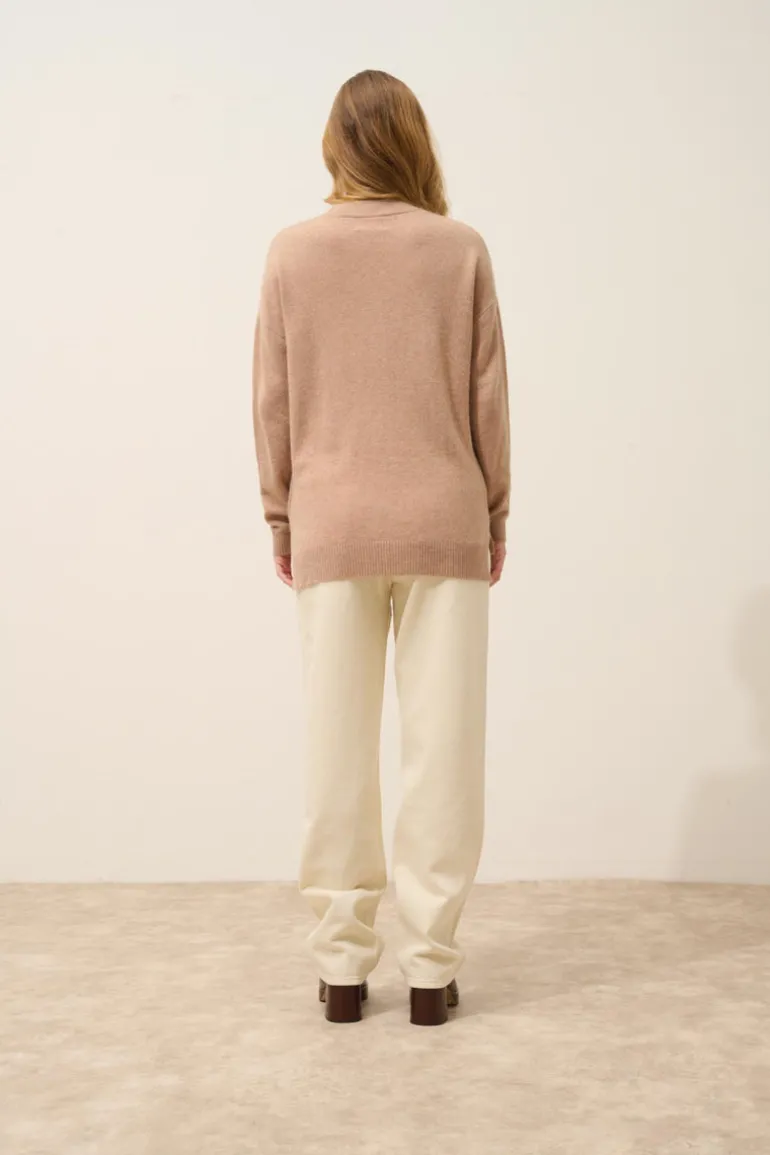 JOSPE pull col rond camel chiné