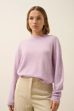 JOSPE pull col rond mauve chiné