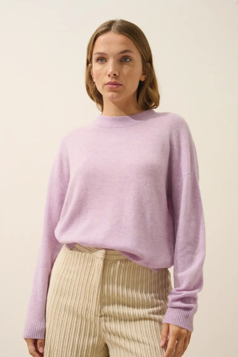 JOSPE pull col rond mauve chiné