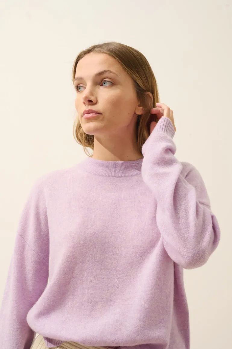 JOSPE pull col rond mauve chiné
