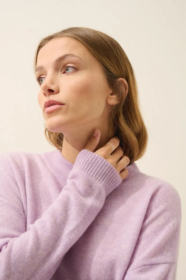 JOSPE pull col rond mauve chiné