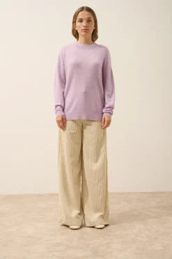 JOSPE pull col rond mauve chiné