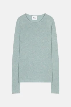 JOYCE pull col rond bleu gris chiné