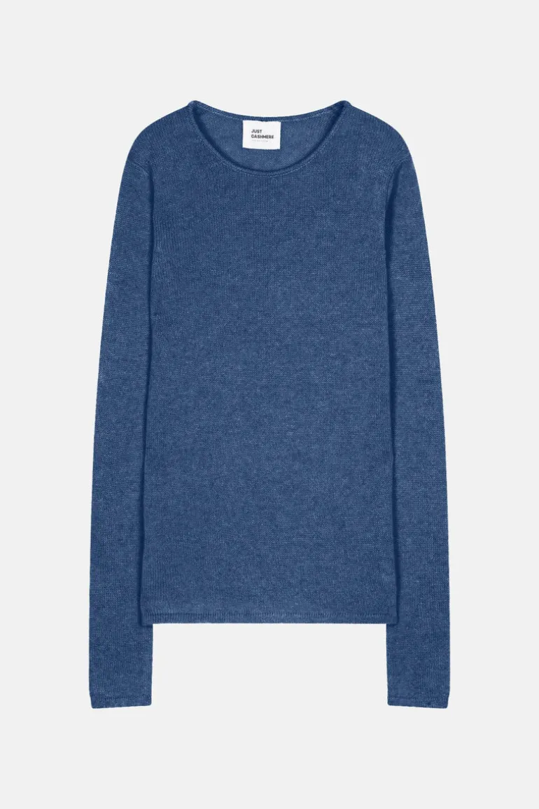 JOYCE pull col rond bleu denim