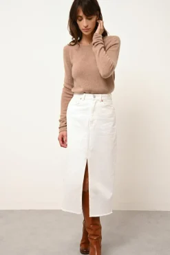 JOYCE pull col rond camel chiné