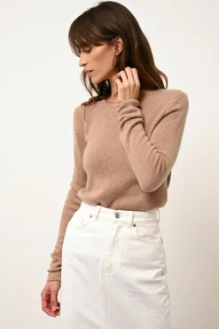 JOYCE pull col rond camel chiné