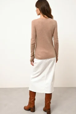 JOYCE pull col rond camel chiné