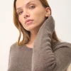 JOYCE pull col rond taupe chiné