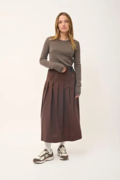 JOYCE pull col rond taupe chiné