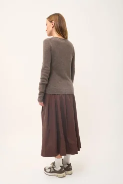 JOYCE pull col rond taupe chiné