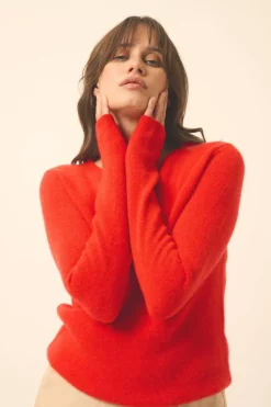 JOYCE pull col rond tomate