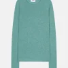 JOYCE pull col rond vert chiné