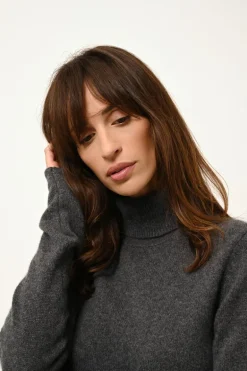 JUNE pull col roulé anthracite chiné