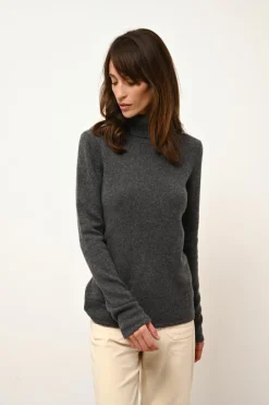 JUNE pull col roulé anthracite chiné
