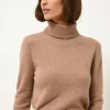 JUNE pull col roulé camel chiné